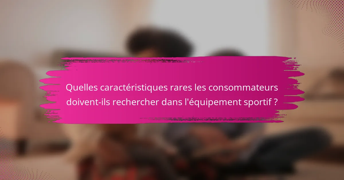 Quelles caractéristiques rares les consommateurs doivent-ils rechercher dans l'équipement sportif ?