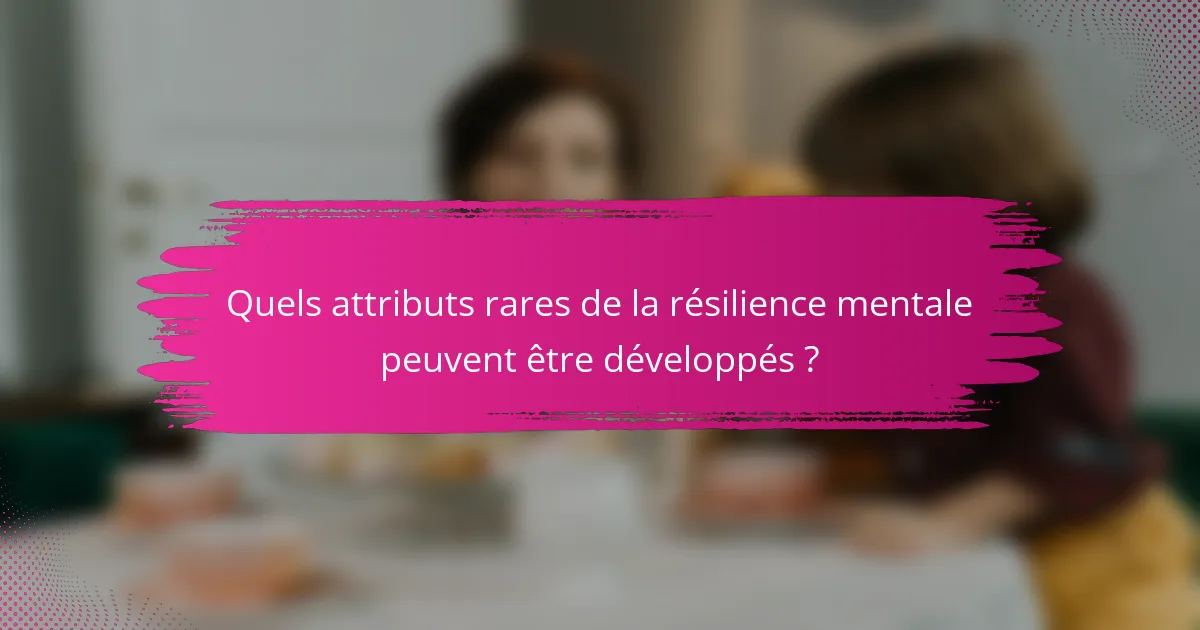 Quels attributs rares de la résilience mentale peuvent être développés ?