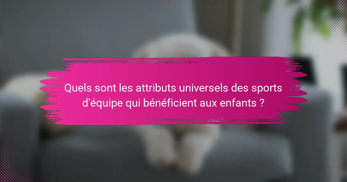 Quels sont les attributs universels des sports d'équipe qui bénéficient aux enfants ?